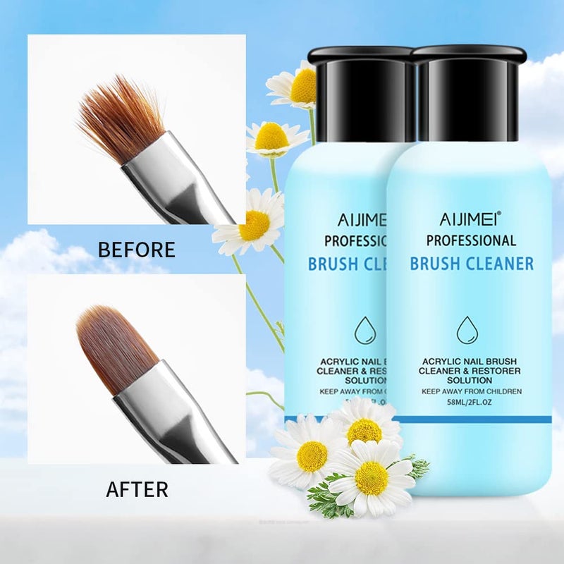 AIJIMEI Acrylic Nail Brush Cleaner Acrylic Brush Cleaners Liquid Acrylic Paint Brush Cleaner Nails Artist Acrylic 2PCS 58ml/2 FL.OZ - Image 2