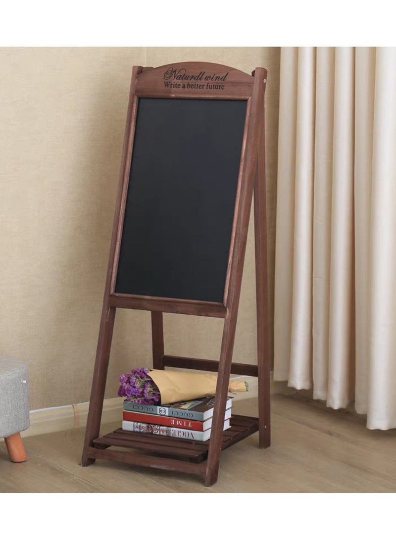 LINGWEI Rustic Wooden A-Frame Chalkboard Sign with Shelf | Foldable Easel Display Board | Message Board for Cafés, Restaurants, Weddings, Shops (Natural Brown) - Image 5