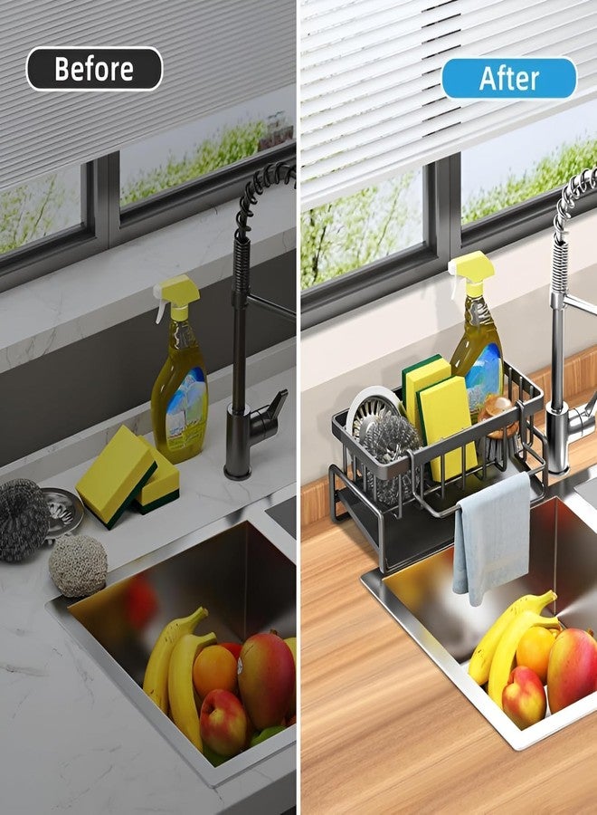 BlizzCart Metal Sponge Holder for Kitchen Sink | Rust-Resistant Steel Sponge Stand with Drainage | Sink Organizer for Scrubber, Soap & Cleaning Accessories - Image 2