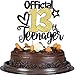 Rsstarxi 1 Pack Official Teenager 13th Birthday Cake Topper Glitter Cheers to 13 Year Old Cake Pick Number 13 Fabulous 13 Birthday Cake Decoration for Teens 13th Birthday Party Decorations Black Gold - Image 4