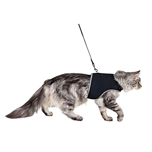 TRIXIE Pet Products 41895 1.20 m Soft Harness with Leash for Cats-XL, Black, 36-54cm - Image 1