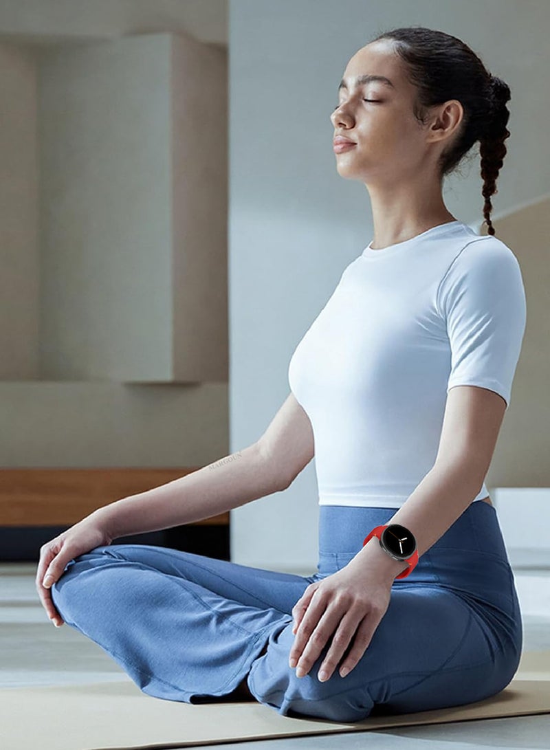 CATANES Sport Band for Galaxy Watch 8 40mm 44mm and Watch 8 Classic 46mm, Silicone Replacement Strap, M/L Size - Red - Image 4