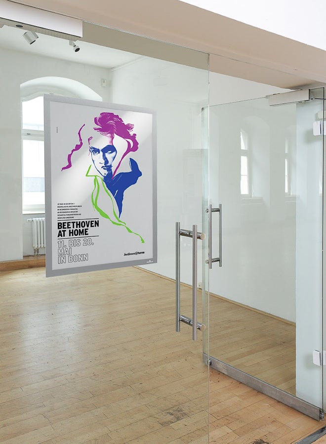 Durable A2 Magnetic Poster Sign Holder Frame, Silver, Adhesive Anti-Glare UV-Resistant for Walls/Glass, Portrait/Landscape - Image 3