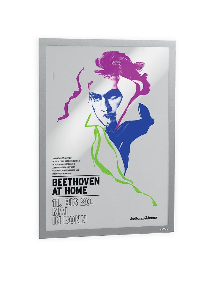 Durable A2 Magnetic Poster Sign Holder Frame, Silver, Adhesive Anti-Glare UV-Resistant for Walls/Glass, Portrait/Landscape - Image 2