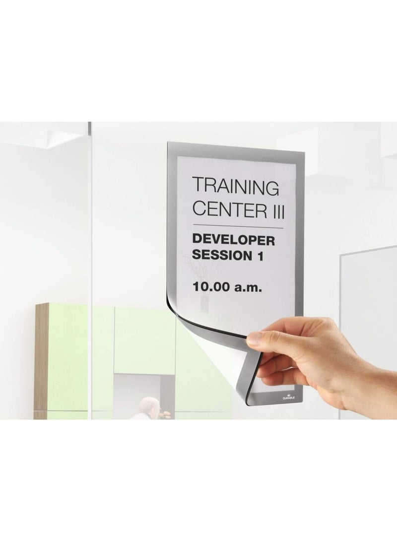 Durable A2 Magnetic Poster Sign Holder Frame, Silver, Adhesive Anti-Glare UV-Resistant for Walls/Glass, Portrait/Landscape - Image 5