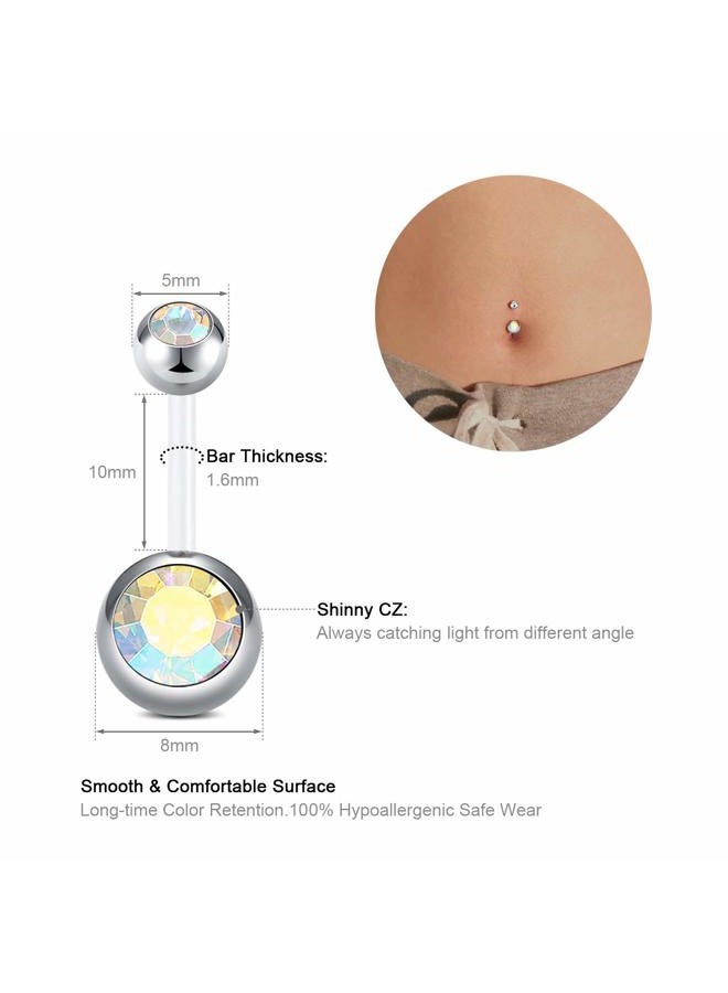 FECTAS Plastic Belly Button Rings Navel Rings for Maternity Pregnancy Sport Pregnant Women Flexible Clear Belly Piercing Retainers 10mm - Image 3