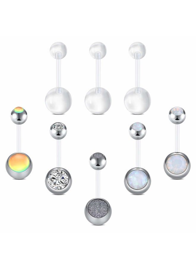 FECTAS Plastic Belly Button Rings Navel Rings for Maternity Pregnancy Sport Pregnant Women Flexible Clear Belly Piercing Retainers 10mm - Image 1