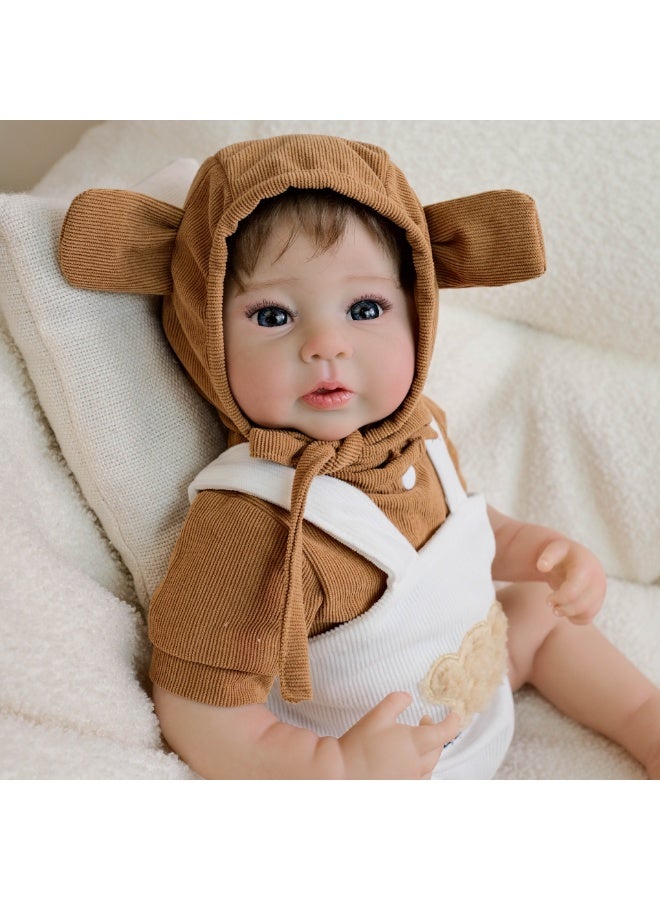 ان بي كي دمية محاكاة لدب بطول ١٩ بوصة، دمية لطيفة، دمية طفل رضيع واقعية، دمية طفل رضيع مصنوعة يدويًا من الفينيل الناعم من السيليكون، دمية واقعية، مجموعة ألعاب للأطفال حديثي الولادة. - Image 3