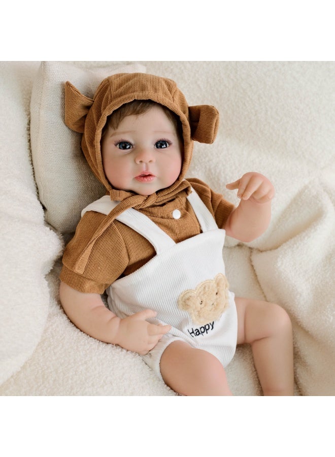 ان بي كي دمية محاكاة لدب بطول ١٩ بوصة، دمية لطيفة، دمية طفل رضيع واقعية، دمية طفل رضيع مصنوعة يدويًا من الفينيل الناعم من السيليكون، دمية واقعية، مجموعة ألعاب للأطفال حديثي الولادة. - Image 2