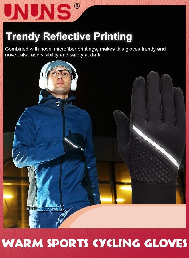 UNUNS Cycling Gloves,Lightweight Sports Gloves,Winter Warm Running Gloves For Men Women,Waterproof Touch Screen Non-Slip Driving Riding Hiking Skating Climbing - Image 3