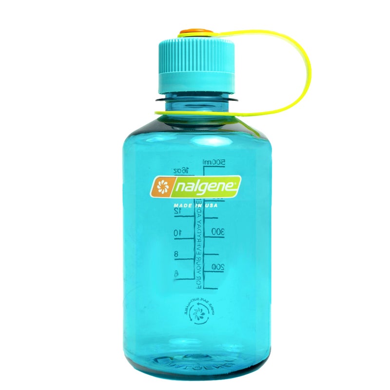 Nalgene Sustain Tritan BPAFree Water Bottle Made with Material Derived from 50 Plastic Waste using ISCC certified mass balance 16 OZ Narrow Mouth Cerulean