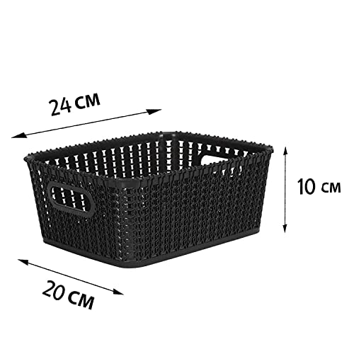 Cutting EDGE Plastic Multipurpose Sturdy Storage Baskets For Cosmetics Office Fruit Vegetable Bathroom Stationary Home Basket with Handle - (Black, Set of 2, Small) - Image 3