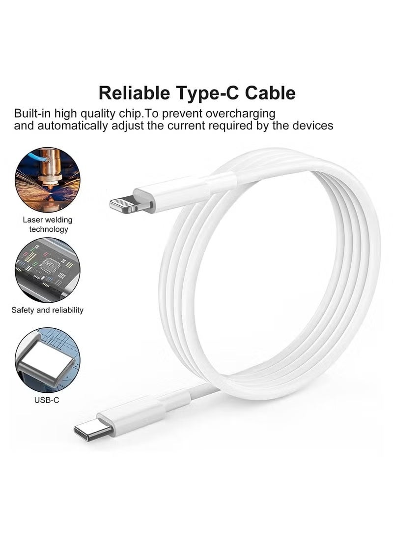 شاحن سريع لأجهزة آيفون بقوة 20 واط | شاحن جداري سريع بمنفذ USB-C مع كابل USB-C إلى Lightning بطول 1 متر، متوافق مع أجهزة آيفون 14/14 برو/14 برو ماكس/13/12/SE2020/11/XR/XS ماكس/X/آيباد - Image 4