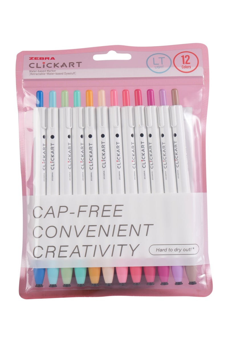 ZEBRA - B-WYSS22-12CZLT ClickArt Markers (Light 12 Colors) - Pastel Collection - Image 3