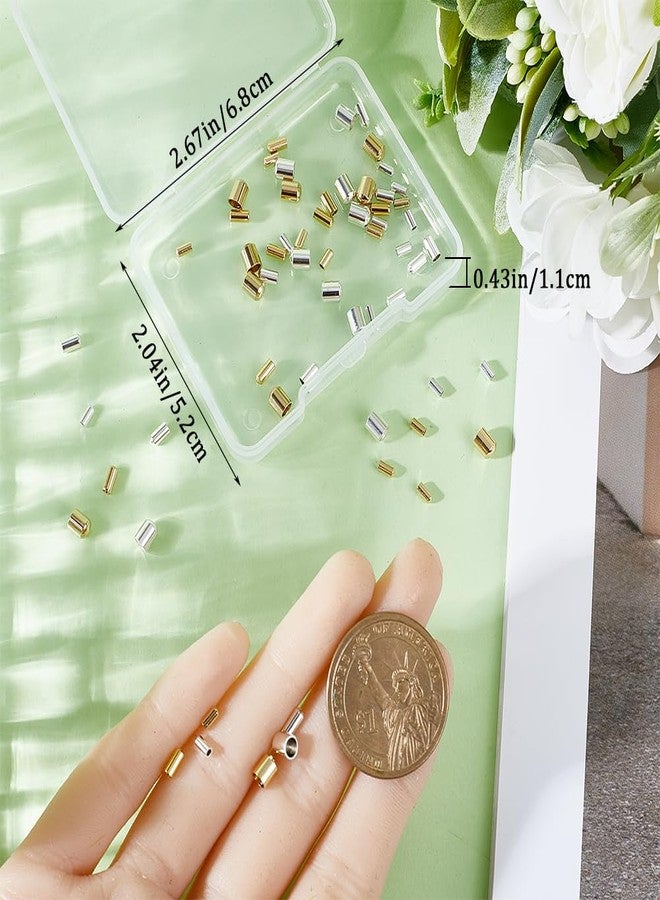CREATCABIN 60 قطعة من 6 أنماط لنهاية الحبل من النحاس المطلي عيار 24 قيراطًا، أغطية طرفية لسلك العمود، أدوات تثبيت، أغطية طرفية لخرز القلائد والأساور وصناعة المجوهرات 2 مم، 2.5 مم، 4 مم - فضي، ذهبي - Image 3