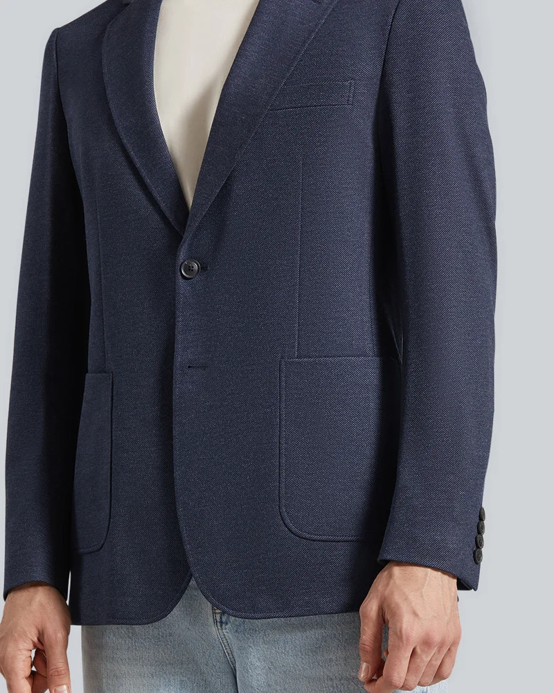 GANT Gant Slim Two-Toned Twill Jersey Blazer – Tailored Cut, Textured Fabric