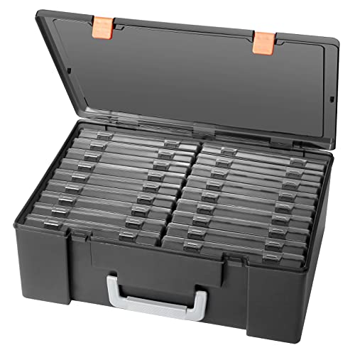 Gbivbe Photo Storage Box 4" x 6", 18 Inner Extra Large Photo Case Large Photo Organizer Acid-Free Photo Box Storage Photo Keeper Photo Storage Case, Plastic Craft Storage Box for Photo Stickers Stamps Seeds (Black, 18 Boxes) - Image 1