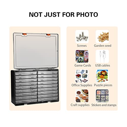 Gbivbe Photo Storage Box 4" x 6", 18 Inner Extra Large Photo Case Large Photo Organizer Acid-Free Photo Box Storage Photo Keeper Photo Storage Case, Plastic Craft Storage Box for Photo Stickers Stamps Seeds (Black, 18 Boxes) - Image 5