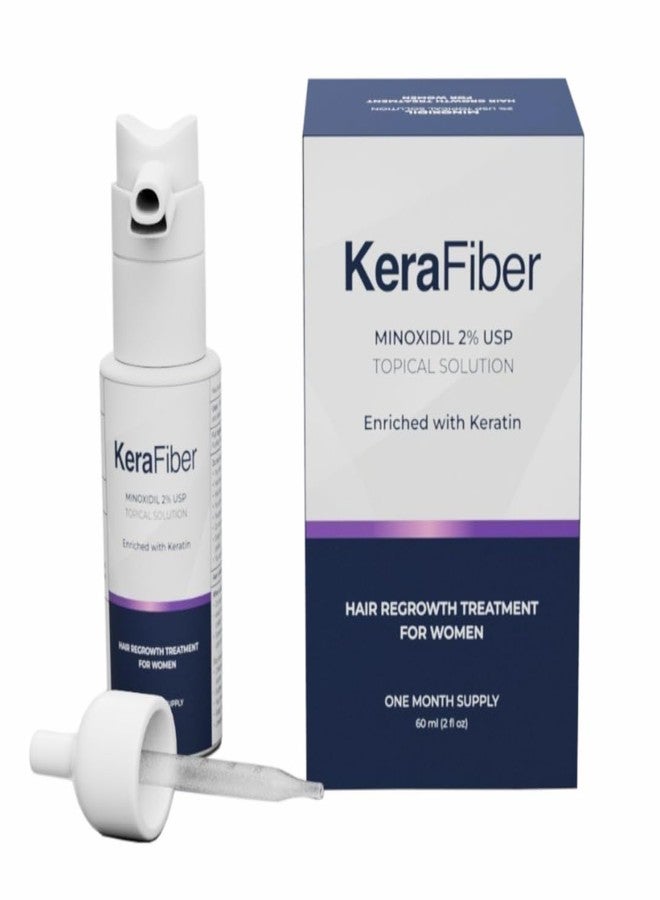 KeraFiber Minoxidil 2% for Women Hair Regrowth Treatment | Enriched with Keratin | Topical Solution for Hair Loss & Thinning Hair | 2 Fl Oz (60ml) - 1 Month Supply - Image 1