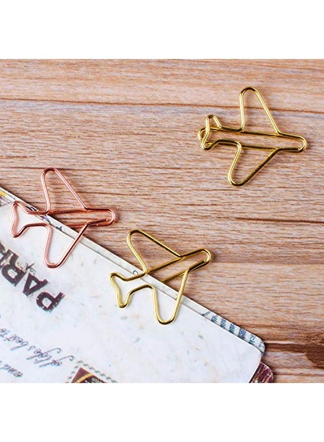 OWLFAVO Airplane Shape 20Pcs Paper Clips With Clear Box Rose Gold And Yellow Gold Funny Cute Paperclips Bookmarks Planner Clips For Fun Office Supplies School Gifts Wedding Decoration  - Image 5