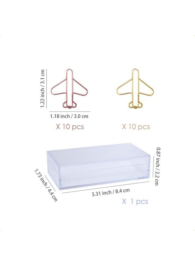 OWLFAVO Airplane Shape 20Pcs Paper Clips With Clear Box Rose Gold And Yellow Gold Funny Cute Paperclips Bookmarks Planner Clips For Fun Office Supplies School Gifts Wedding Decoration  - Image 3