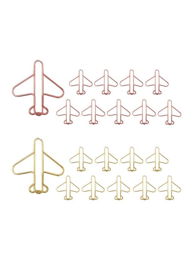OWLFAVO Airplane Shape 20Pcs Paper Clips With Clear Box Rose Gold And Yellow Gold Funny Cute Paperclips Bookmarks Planner Clips For Fun Office Supplies School Gifts Wedding Decoration  - Image 1