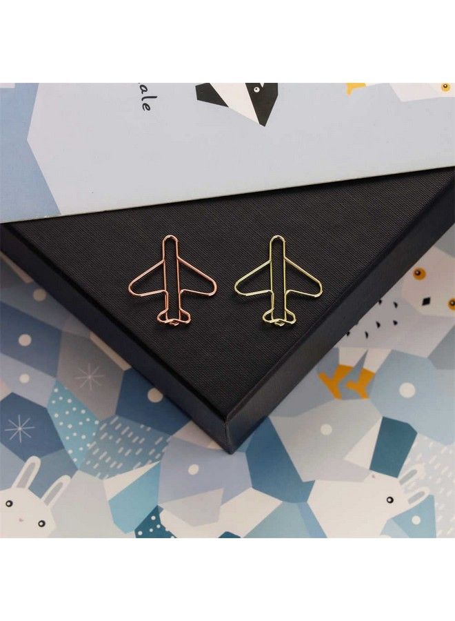 OWLFAVO Airplane Shape 20Pcs Paper Clips With Clear Box Rose Gold And Yellow Gold Funny Cute Paperclips Bookmarks Planner Clips For Fun Office Supplies School Gifts Wedding Decoration  - Image 4