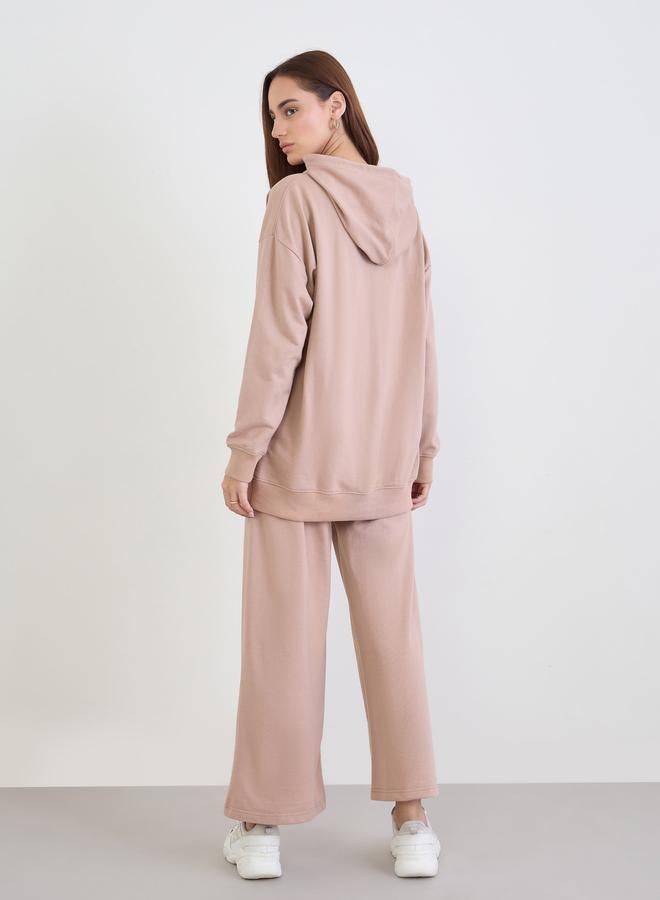 ستايلي طقم منسق من هودي واسع مطبوع مع جوغر - Image 4
