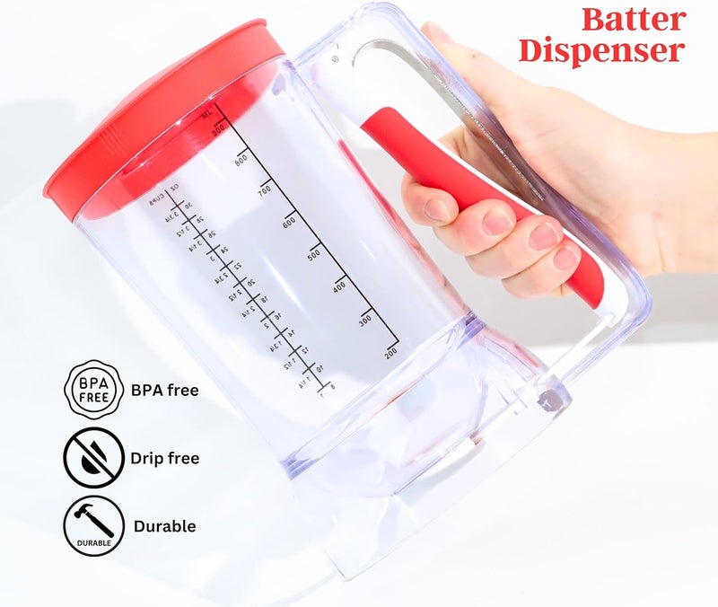 Dalup Enterprises Mess-Free Pancakes Pourer & Cupcake Batter Dispenser | 4 Cup Capacity | Precision Pour Control & Easy-Squeeze Handle | BPA-Free Kitchen Tool for Waffles, Crepes & Muffins - Image 3