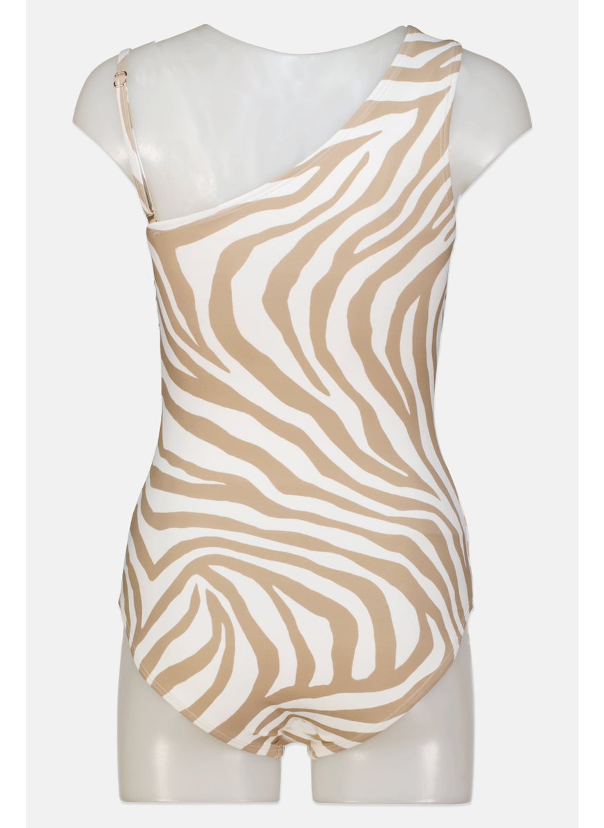 Michael Kors - Women Animal Pattern Padded One Piece Swimwear, White - Image 1