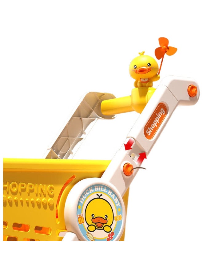 Xst Children'S Pretend Play Toy, Large Shopping Cart, Yellow Duck Supermarket Trolley, Fruit And Vegetable Cutting Set, Birthday Gift For Girls - Image 3