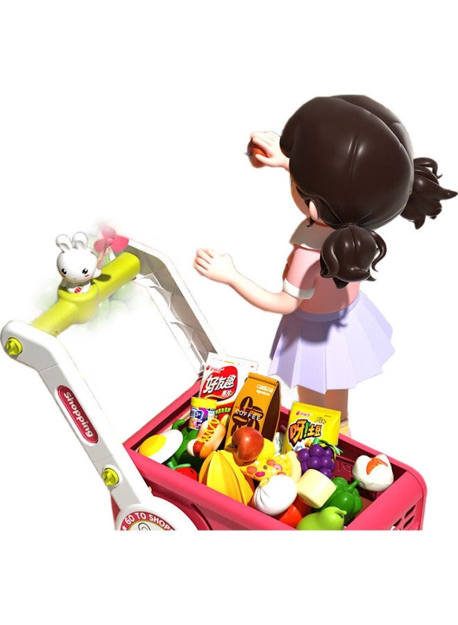 Xst Children'S Pretend Play Toy, Large Shopping Cart, Yellow Duck Supermarket Trolley, Fruit And Vegetable Cutting Set, Birthday Gift For Girls - Image 2