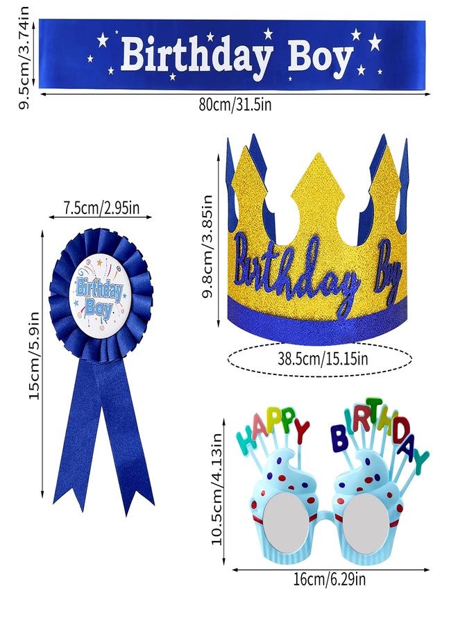YumSur Birthday Hat Set for Boys - King Crown Sash Button Pins, Party Accessory Dress Up Set - Image 2