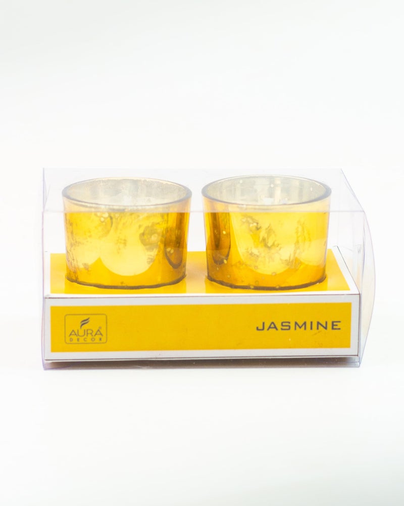 AURA DECOR AuraDecor Golden Mercury Votive Glass Candle || Jasmine Fragrance || Aromatheraphy || Corporate Gifting || Aroma Gift Set || Hand Poured Candle || Burn Upto 10 Hour (Set of 2) - Image 4