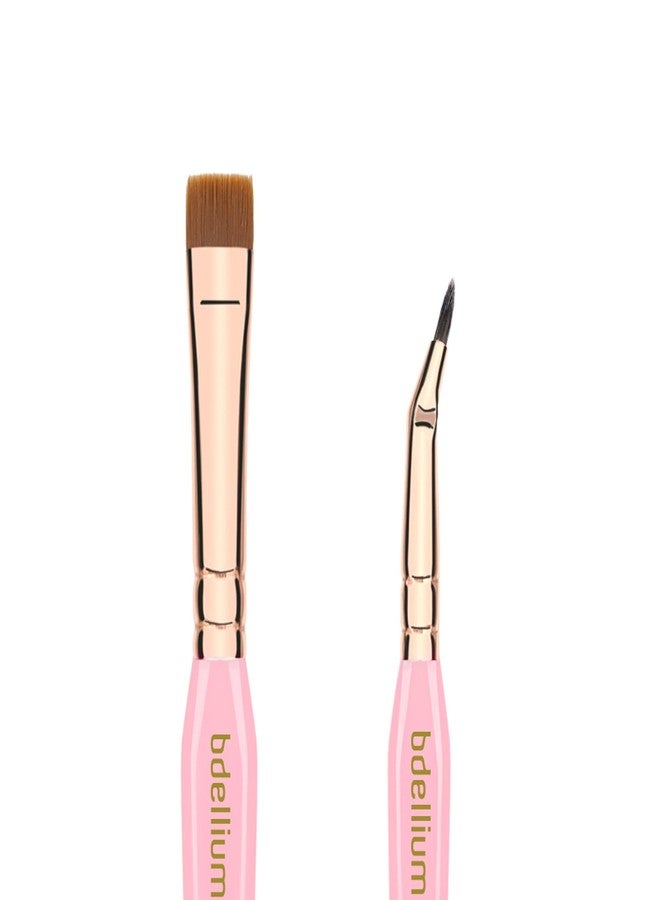 بديليوم تولز مجموعة فرش مكياج العيون المثلثة الذهبية الوردية من Bdellium Tools - مجموعة فرش أساسية متعددة الاستخدامات للعيون بشعيرات صناعية ناعمة وحلقة نحاسية ذهبية وردية لمجموعة متنوعة من أنماط العيون (وردي، 5 قطع) - Image 5