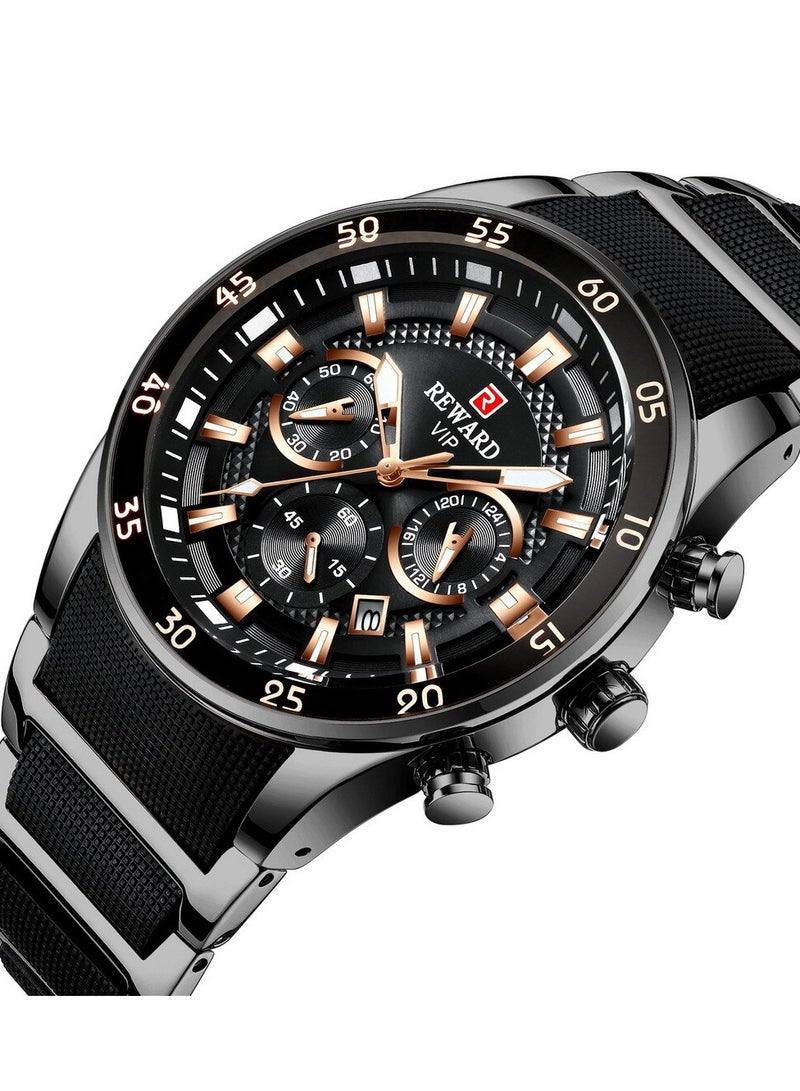 REWARD Mens Wrist Watches, Luxury Fashion Analog Quartz Watch, Classic Big Face Chronograph Waterproof Luminous Date Stainless Business Watches for Men - Image 2