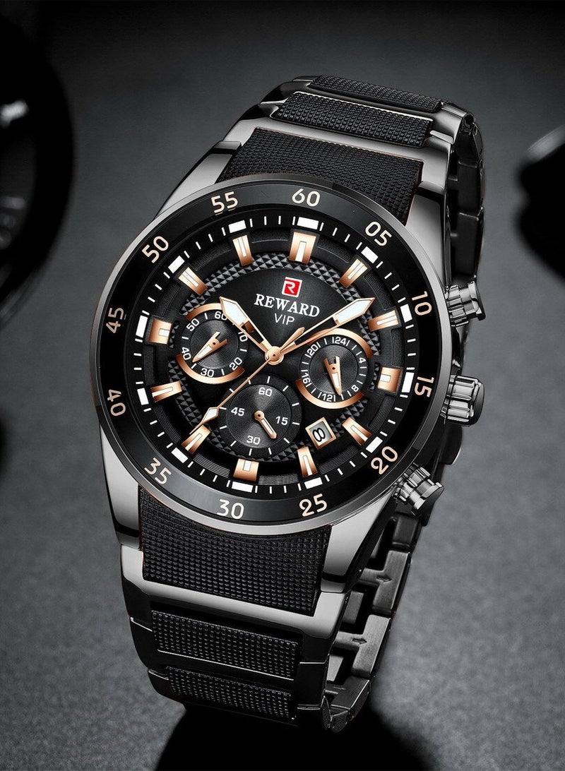 REWARD Mens Wrist Watches, Luxury Fashion Analog Quartz Watch, Classic Big Face Chronograph Waterproof Luminous Date Stainless Business Watches for Men - Image 4