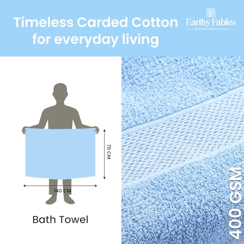 Earthy Fables Nebula Bath Towel – Pure Carded Cotton, Soft, Absorbent, Quick Dry & Skin-Friendly Towel, 140 x 70 cm, 400 GSM – Sky Blue - Image 5