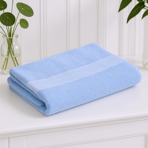 Earthy Fables Nebula Bath Towel – Pure Carded Cotton, Soft, Absorbent, Quick Dry & Skin-Friendly Towel, 140 x 70 cm, 400 GSM – Sky Blue - Image 1