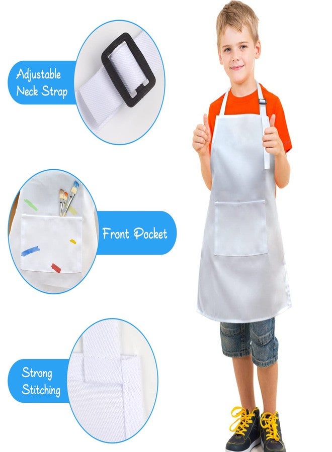 SINLAND Kids Apron with Pocket 2 Pack Adjustable Children Chef Apron for Cooking Baking Painting (M: 6-12 Years) - Image 2