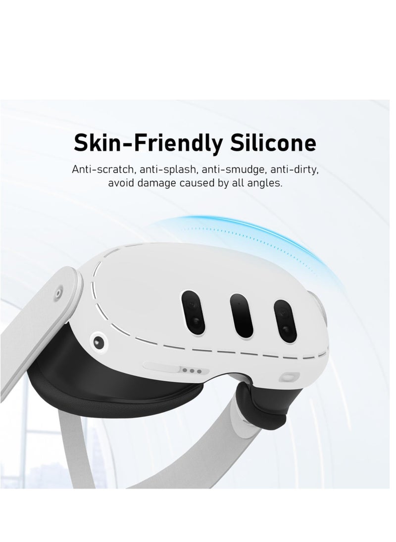 Generic - Goggles Protection Anti-Scratch Gaming Accessories Preventing Dust Collisions Compatible for Meta Quest3 VR Headset White Silicone - Image 1