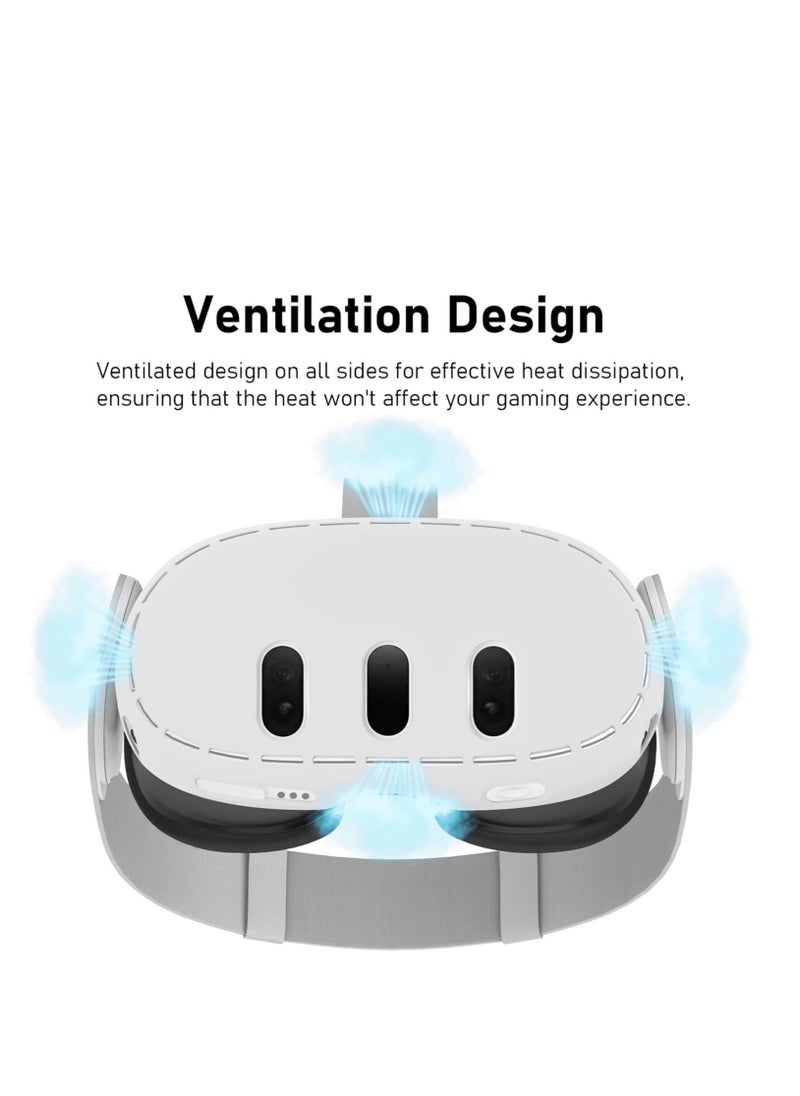 Generic - Goggles Protection Anti-Scratch Gaming Accessories Preventing Dust Collisions Compatible for Meta Quest3 VR Headset White Silicone - Image 1