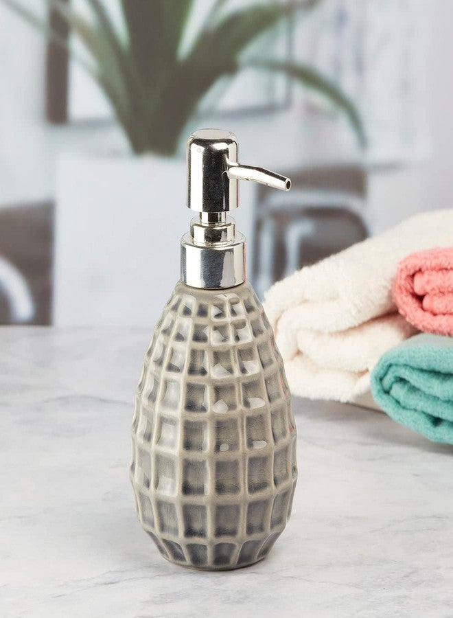 Kookee Ceramic Soap Dispenser with Pump for Kitchen, Bathroom, & Wash Basin, Designer Refillable for Liquid Handwash, Shampoo & Lotion, Leakproof, Set of 1 (7618) - Image 4