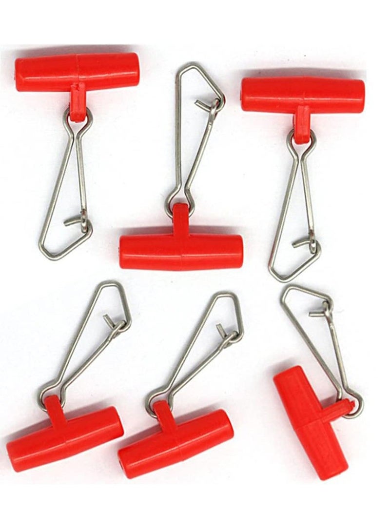 Fishing Line Sinker, 40 Pcs Slides T-shape Line, Fishing Finder Clip with Duo Lock Snapsfor Sea Fishing, Red - Image 2