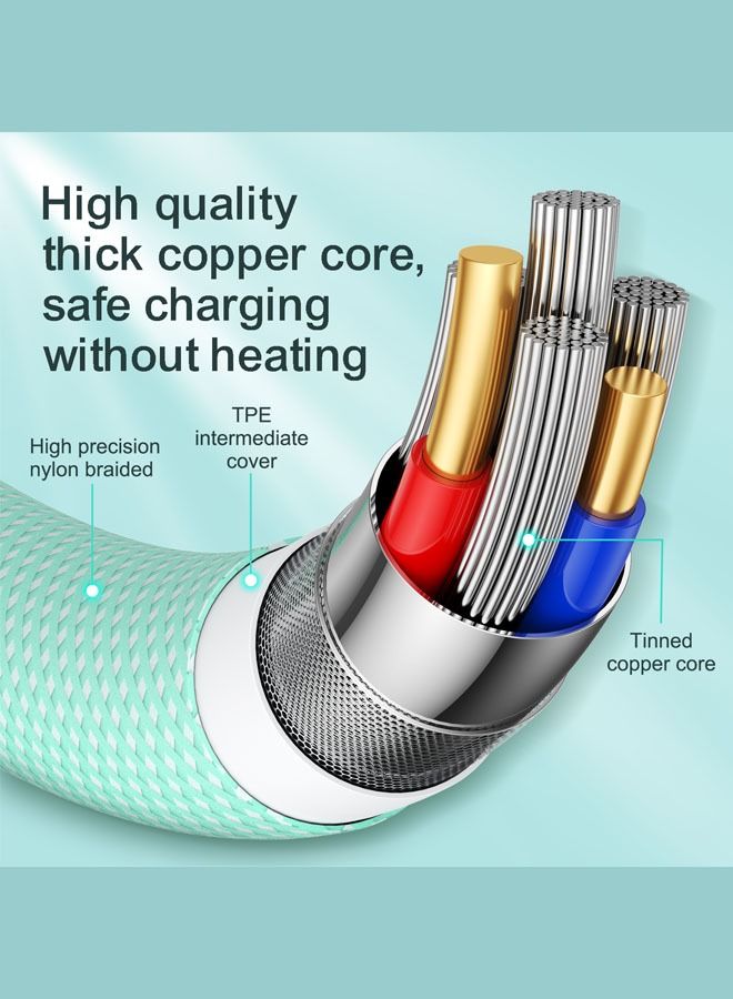 Connected FAST3 USB-A To USB-C Braided Charging Cable 1.2m (Green) - Image 3