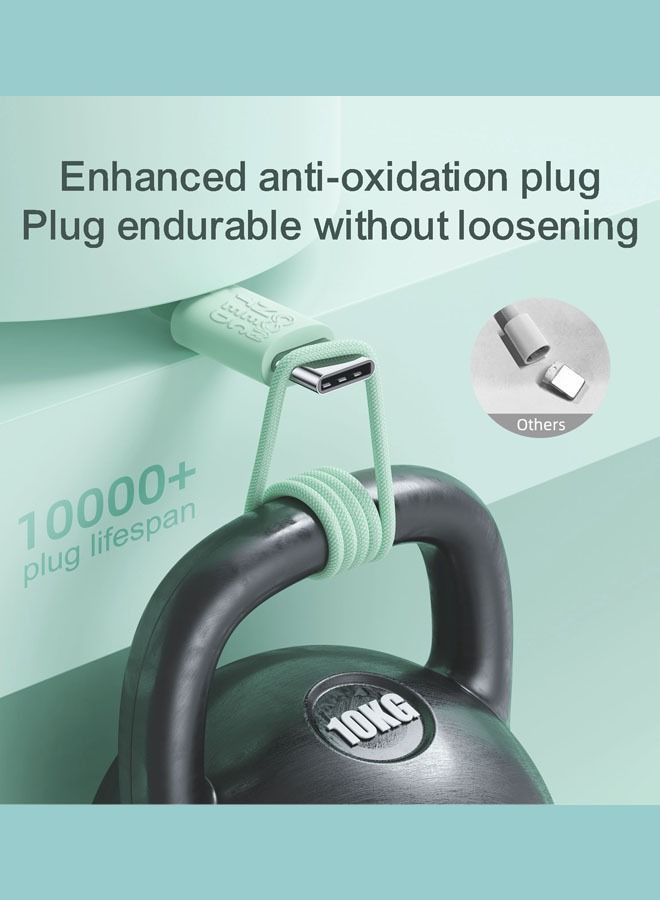 Connected FAST3 USB-A To USB-C Braided Charging Cable 1.2m (Green) - Image 4