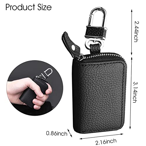 PALAY Car Key Case Protection Leather Car Smart Keychain Coin Holder Auto Remote Car Key Holder For Women And Men Gifts For Men(8.5X5.2Cm), Black - Image 2