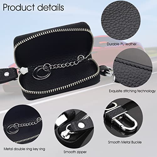 PALAY Car Key Case Protection Leather Car Smart Keychain Coin Holder Auto Remote Car Key Holder For Women And Men Gifts For Men(8.5X5.2Cm), Black - Image 5