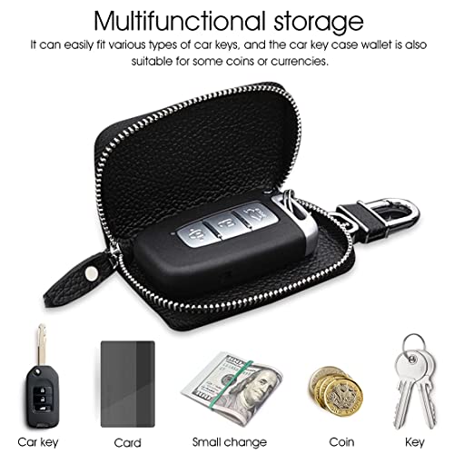 PALAY Car Key Case Protection Leather Car Smart Keychain Coin Holder Auto Remote Car Key Holder For Women And Men Gifts For Men(8.5X5.2Cm), Black - Image 4