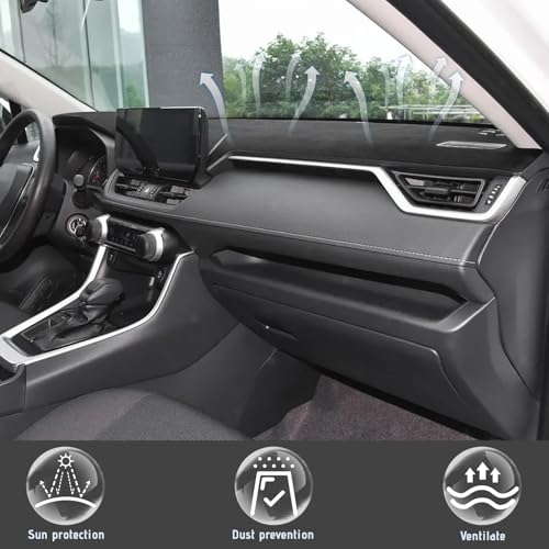 Bilisin Dashboard Cover Mat Compatible with Toyota RAV4 2019-2025 Non-Slip Suede Dash Board Pad for Toyota RAV4 No Glare Sunshade Protector Internal Accessories (Black) - Image 2